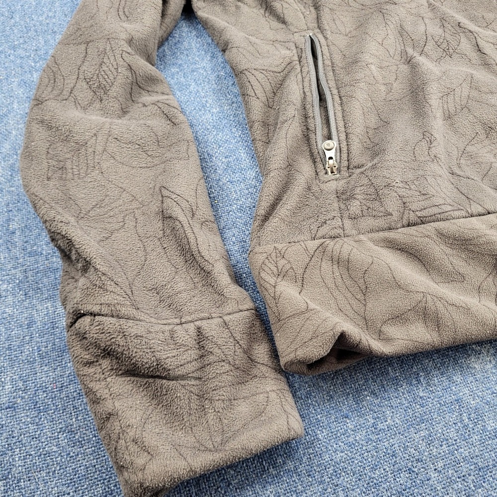The North Face Womens Gray Floral Etched Quarter Zip Fleece Hoodie Size Medium - Picture 3 of 11